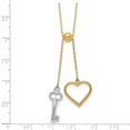 thumbnail image 2 of 15.5mm 14k Solid Gold Two-tone Polished Adjustable-Dangle Love Heart and Key Necklace 17 Inch Pendant Necklace for Women, 2 of 2