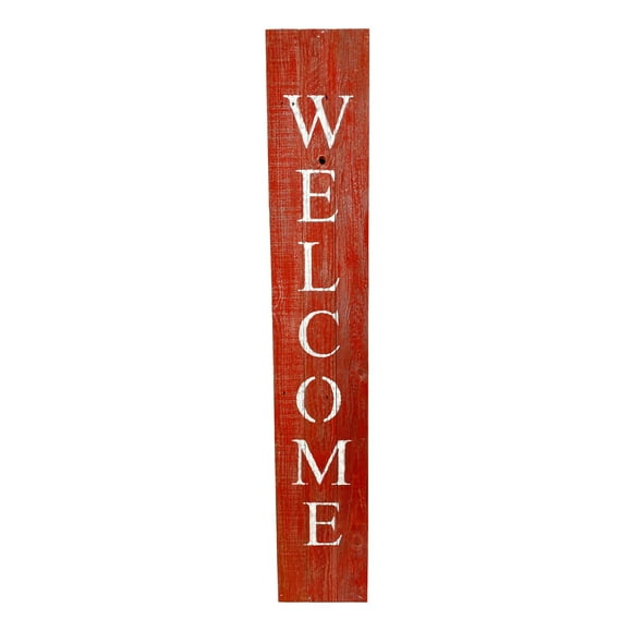 homeroots outdoor 384915 Rustic Red and White Front Porch Welcome Sign