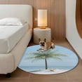 thumbnail image 3 of Summer Beach Round Living Room Rugs 7 ft, Ocean Palm Tree Blue Sky Shore Starfish Scenery Washable Area Rug with Non-Slip Sturdy Edge Binding Round Carpet for Kitchen Office Bedroom, 3 of 9
