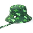 thumbnail image 3 of LNMQLPDBS Kids Toddler Baby Sun Hat for Boy Girl Cute Pattern Printed Shade Hat Summer Outdoor Adjustable Bucket Hats Foldable Wide Brim Strap Sun Protection Fisherman Hat Green 3-5 Years, 3 of 3