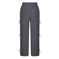 thumbnail image 4 of Bow Tie Wide Leg Pants for Womens Drawstring Elastic Waist Sweatpants Baggy Relaxed Fit Jogger Pants High Waisted Tummy Control Fleece Jogger Sweatpant with Pockets, 4 of 7