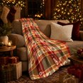 thumbnail image 3 of Rustic Autumn Farmhouse Plaid, Festive autumn celebration Scene, Warm Flannel Blanket for Ranch House and Living Room with Detailed Artwork, Art Lovers autumn celebration Gift, Festive Home Decor, 3 of 9