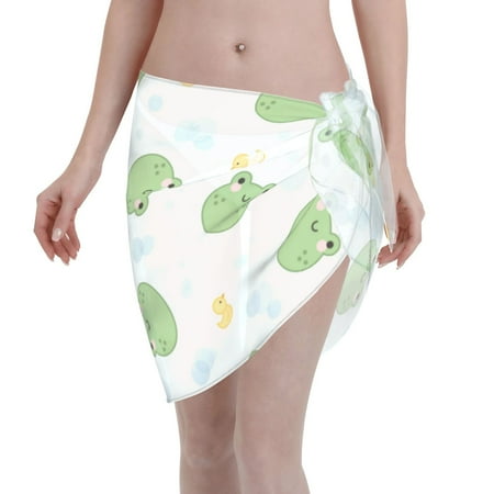 Ocsxa Kawaii Frogs Print Sarong Coverups For Women Bathing Suit Wrap Swimsuit Skirt Beach Bikini Cover Up Swimwear