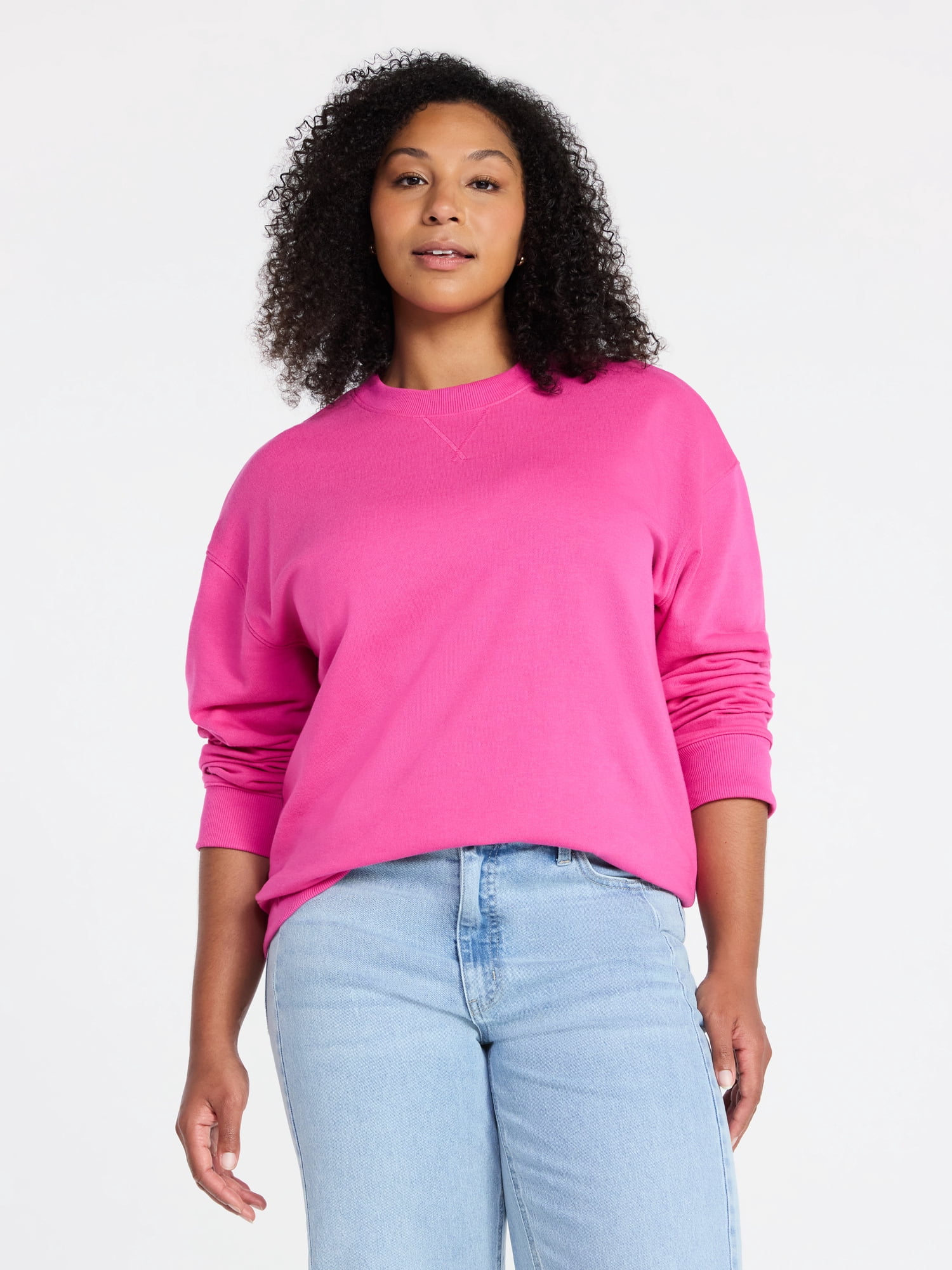Time and Tru Women's and Women's Plus Crewneck Sweatshirt with Long Sleeves, Sizes XS-4X