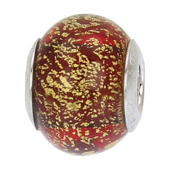GlassOfVenice Murano Glass Sterling Silver Ca D'Oro Red Charm Bead