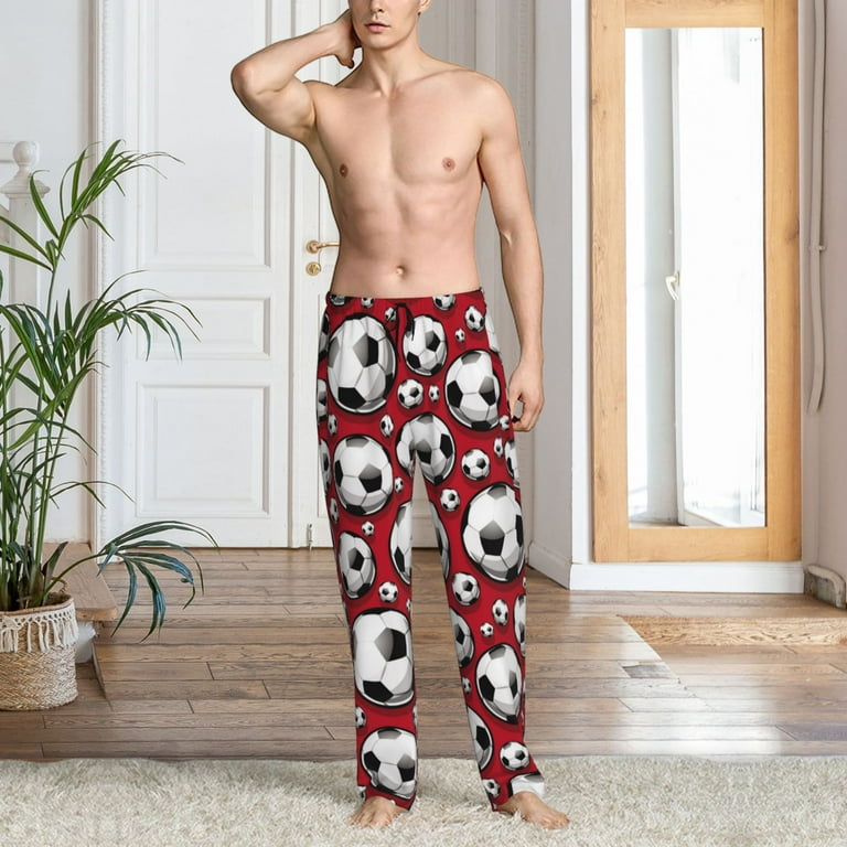 Pajama Pants Men football soccer ball red Men s Pajama Bottoms Pj Pants Pijamas Para Hombres Walmart