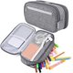 thumbnail image 1 of ZHAOCHENG Bolsa de almacenamiento multifunción de lona impermeable con tres compartimentos para material escolar y de oficina, 21 x 9,9 x 5,8 cm, color gris, 1 of 5