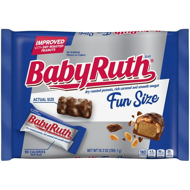 Baby Ruth Milk Chocolate Candy Bars, Fun Size, 10.2 oz Bag Walmart