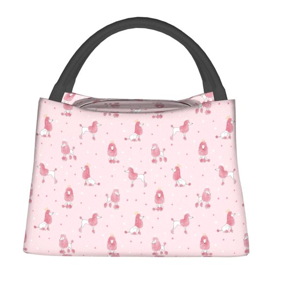 Fotbe Poodle Dog Bolsa Térmica Portátil con Estampado, Bolsa de Entrega de Alimentos Aislada, Bolsa Reutilizable de Gran Capacidad para Comidas y Supermercado