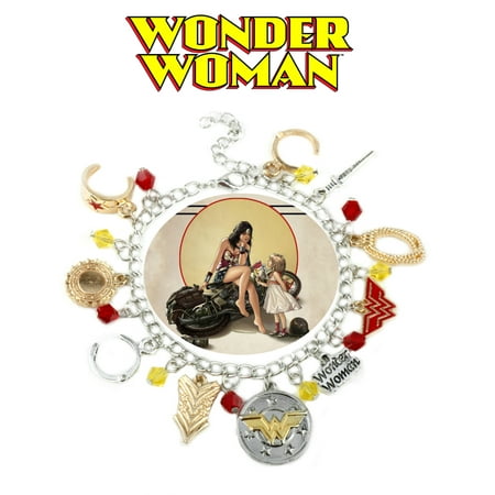 Super Smart Wristlet Wonder Woman Charm Bracelet TV Show Series Comics Jewelry Multi Charms - Wristlet -Superheroes Brand Movie Superhero Comic Cartoon Collection ()