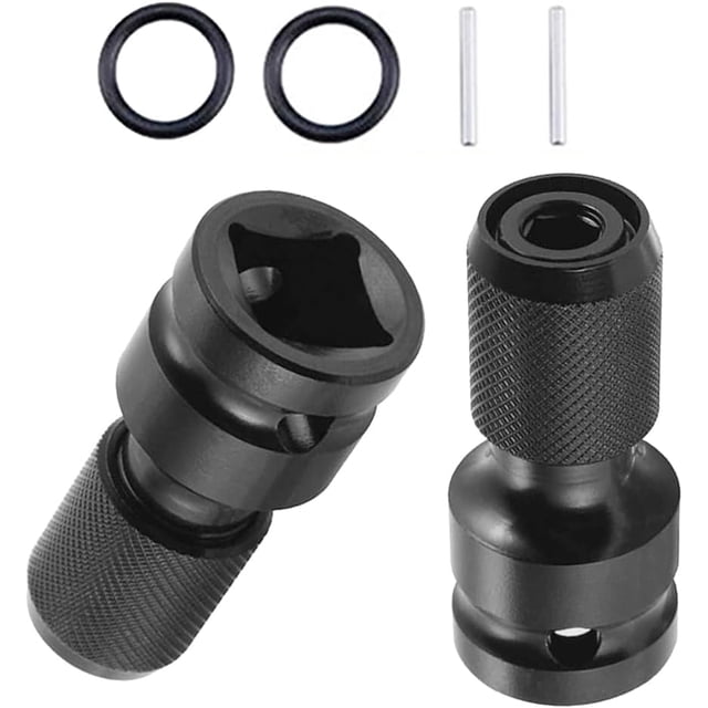 2 Piece Socket Adapter Set - 1/2" to 1/4" Hex Shank Impact Ratchet Wrench Adapter and Screwdriver Bit Holder - Adapter for Flexibility When Working