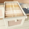 thumbnail image 6 of Washable Cotton and Linen Storage Bins with Lids，Stable Stacking Collapsible Basket with Transparent Mesh Window and Cover for Closet Organizers and Storage (Beige-covered-1pcs), 6 of 6