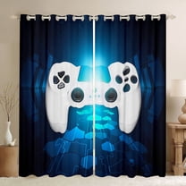 Manfei Game Repeat Curtains Pack of 2 (42x84 Each) for Teen, White Game Console Curtains Blackout, Cartoon Gamepad Gaming Bedroom Curtains, Curtains and Drapes Decor