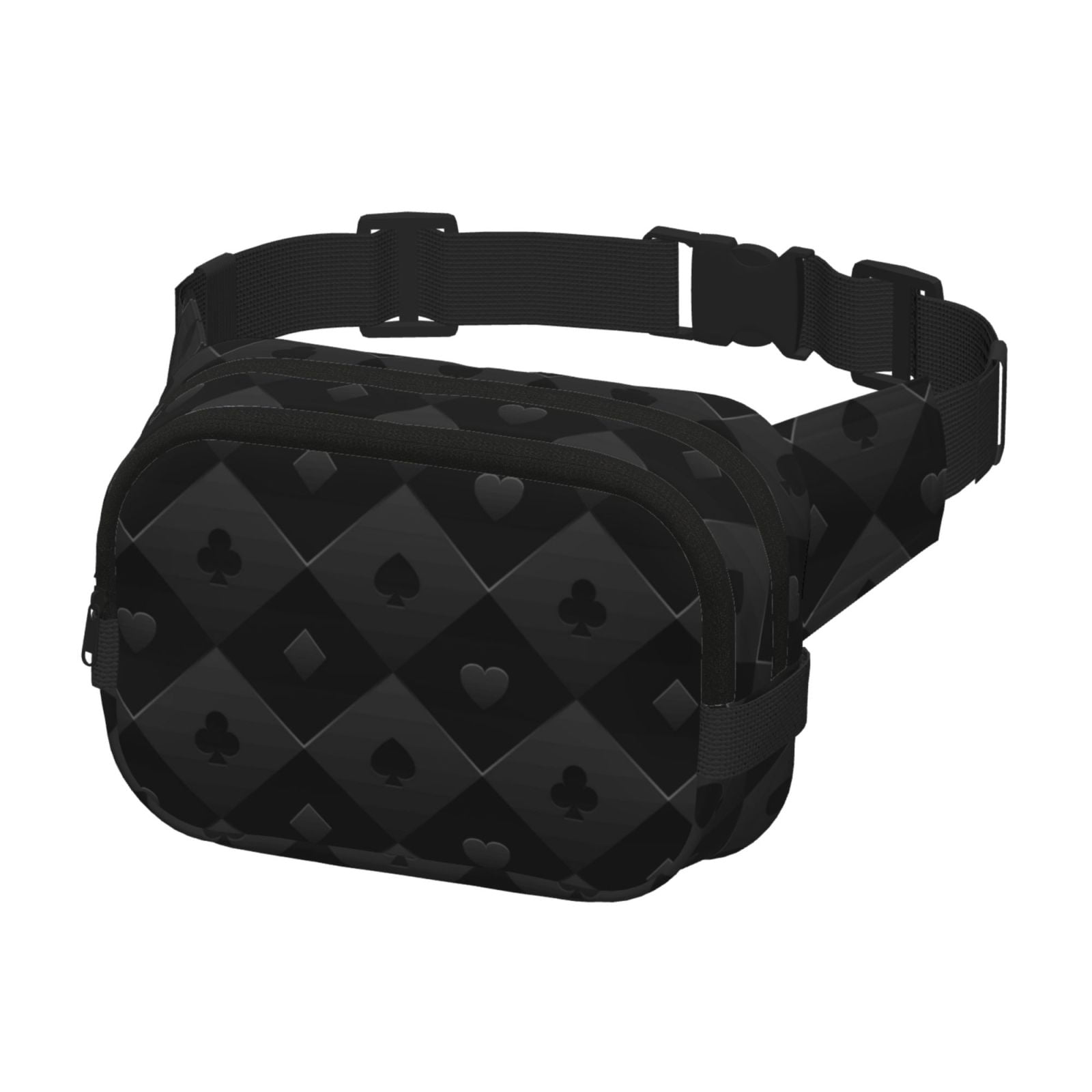 Hirioo Black Poker for Double Layer Waist Bag Adjustable Fanny Pack For Travel Running Hiking
