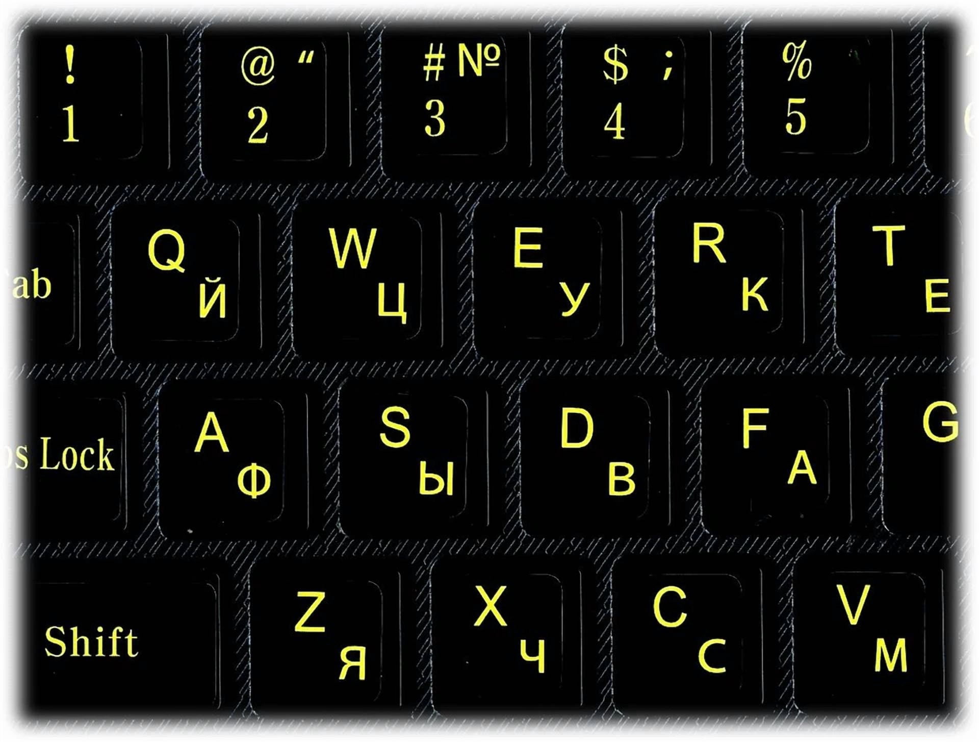 BUTTERFLY- Russian Keyboard Stickers Fluorescent Letters Printed In Korea.5Pcs Deal