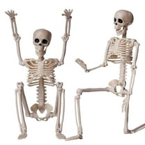 Clearance Under $10 Halloween Decoration Outdoor Indoor 2 Packs Skeletons 16" Small Plastic Skeleton With Posable Movable Joints Halloween Skeleton For House Table Decor White