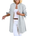thumbnail image 3 of Tops de manga larga,Camisa de solapa con botones para mujer, blusa de manga larga, ropa informal de oficina, poliéster, corte holgado, para casa o trabajo, sopatenor, 3 of 9