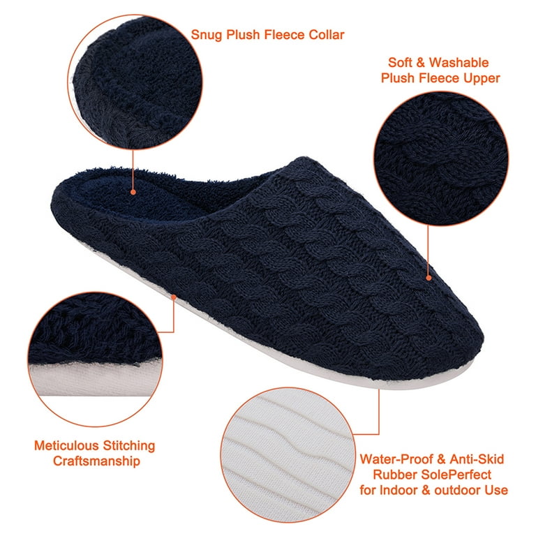 DODOING Women's Memory Foam Insole Breathable Cotton Upper Slippers with  Cozy Short Plush Lining 