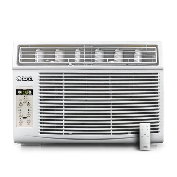 Climatiseur de fenêtre commercial 8000 BTU, unité de climatisation de fenêtre refroidissant jusqu'à 350 pieds carrés, unité de climatisation de fenêtre avec télécommande à fonctions complètes, blanc