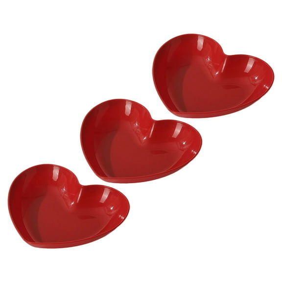 HONMEET Fruit Tray Heart Shaped Tray Red Plastic 3Pcs