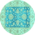 thumbnail image 1 of Ahgly Company Indoor Round Oriental Light Blue Traditional Area Rugs, 7' Round, 1 of 4