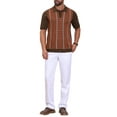 thumbnail image 2 of INSPIRE CHIC Men's Houndstooth Polo Shirts Summer Short Sleeve Casual Knit Shirt M Brick Red, 2 of 5