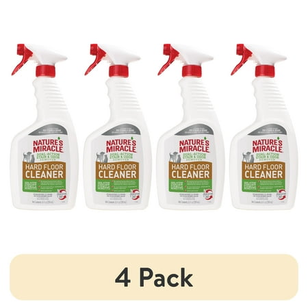 (4 pack) Nature's Miracle Hard Floor Cleaner, Dual-Action Dog & Cat Stain and Odor Remover, 24 oz