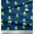 thumbnail image 2 of Soimoi Modal Satin Fabric Lotus & Frog Kids Print Fabric by The Yard 42 Inch Wide, 2 of 3