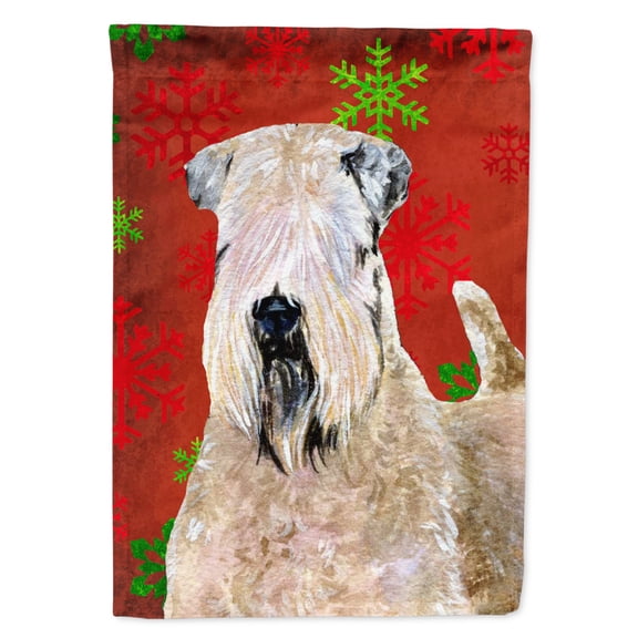 Carolines Treasures SS4700-FLAG-PARENT Wheaten Terrier Soft Coated Red Snowflakes Holiday Christmas Flag  multicolor