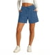 thumbnail image 1 of TaTaai Women's High Waist Fitness Shorts Denim-Like Fabric Solid Color Stretch Leggings with Two Side Pockets for Gym and Daily Activities Gift, 1 of 9