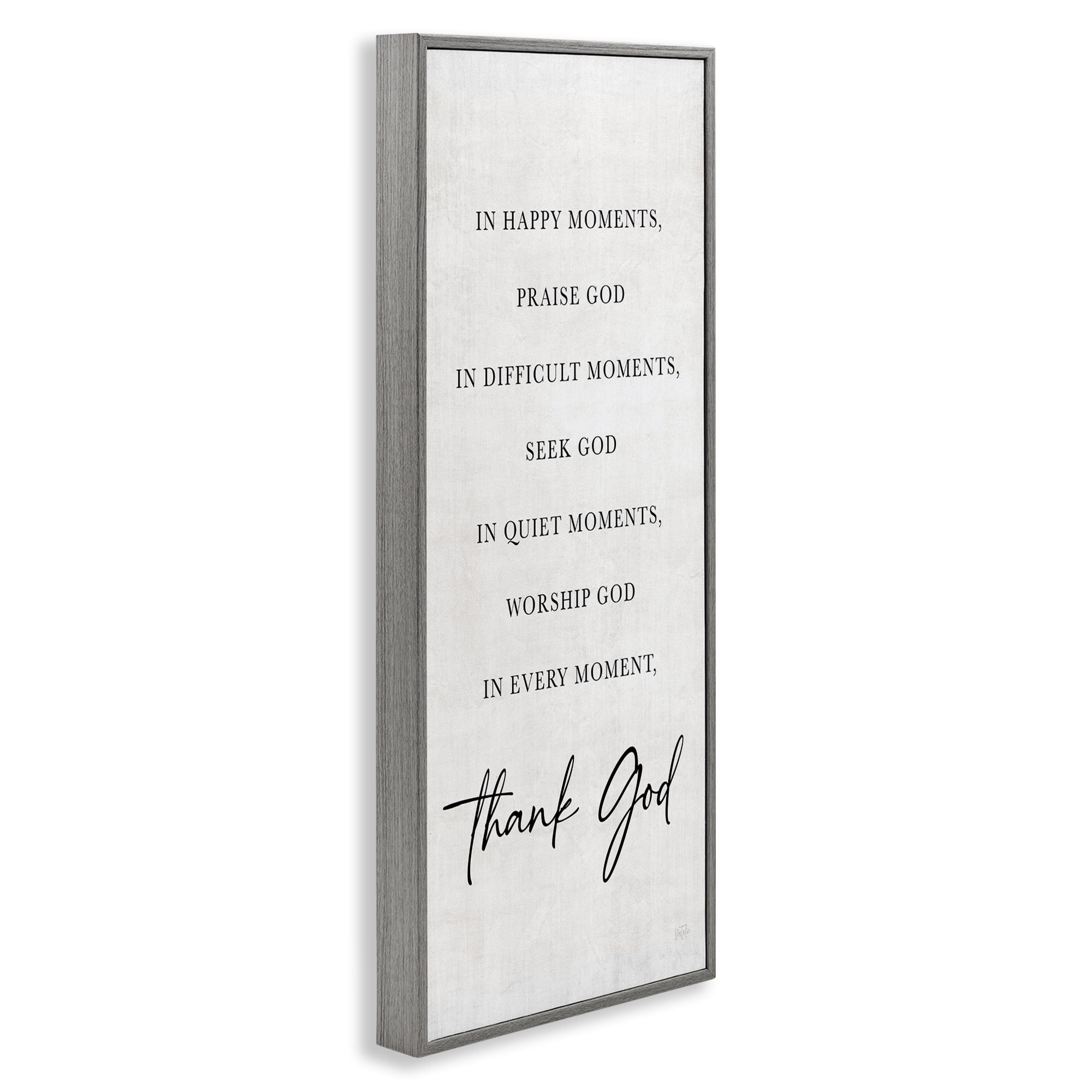 Stupell Industries Every Moment Thank God Gray Framed Giclee Art, design by Natalie Carpentieri