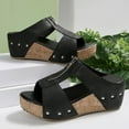 thumbnail image 6 of IUJSOY Womens Front Zipper Wedge Sandals Comfortable Footbed Cork Platform Slides Dressy Sandals, 6 of 9