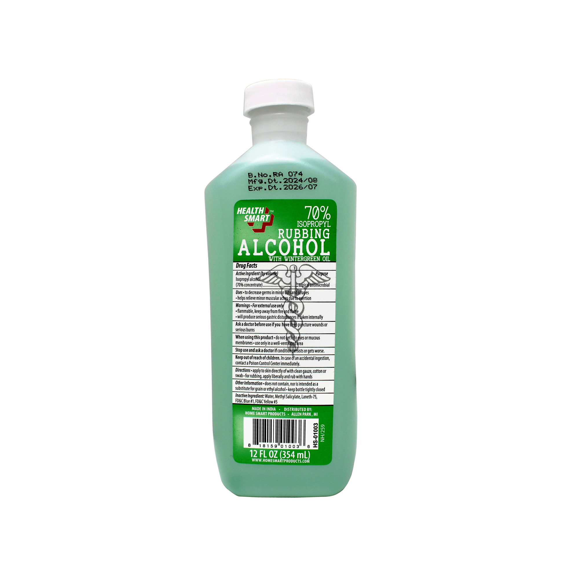 Health Smart 70% Isopropyl Rubbing Alcohol with Wintergreen Oil 12 fl oz