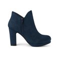 thumbnail image 3 of BLISSFUL STEP Women's Round Toe Block Heels Ankle Heel Boots Navy Blue 8.5, 3 of 6