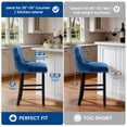 thumbnail image 3 of Bar Stool Set of 4, 26" Counter Height Bar Stools with Back, LEGAHOME Velvet Upholstered Blue Bar Stool with Button Tufted & Wooden Legs, Bar Stools Chair for 35-39" Kitchen Island Counter, 3 of 11