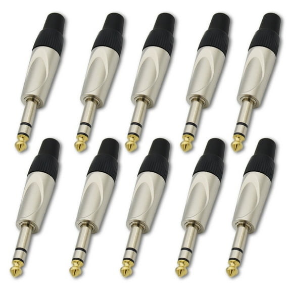 10,1/4" Stereo 6.35mm TRS Male Jack Cable Connector for Guitar Audio Plug