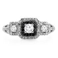 thumbnail image 3 of 0.70 Carat (ctw) 10K White Gold Round Cut Black & White Diamond Ladies Bridal Cluster 3 Stone Halo Engagement Ring 3/4 C, 3 of 4