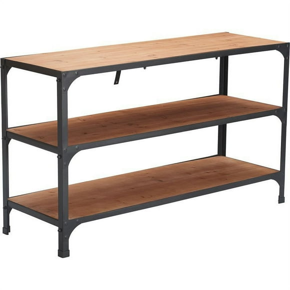 Serta Overland Media Shelf Wood and Black Metal