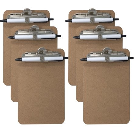 Trade Quest Mini Clipboard 5'' x 7'' Pen Holder Clip (Pen Included) (Pack of 6)