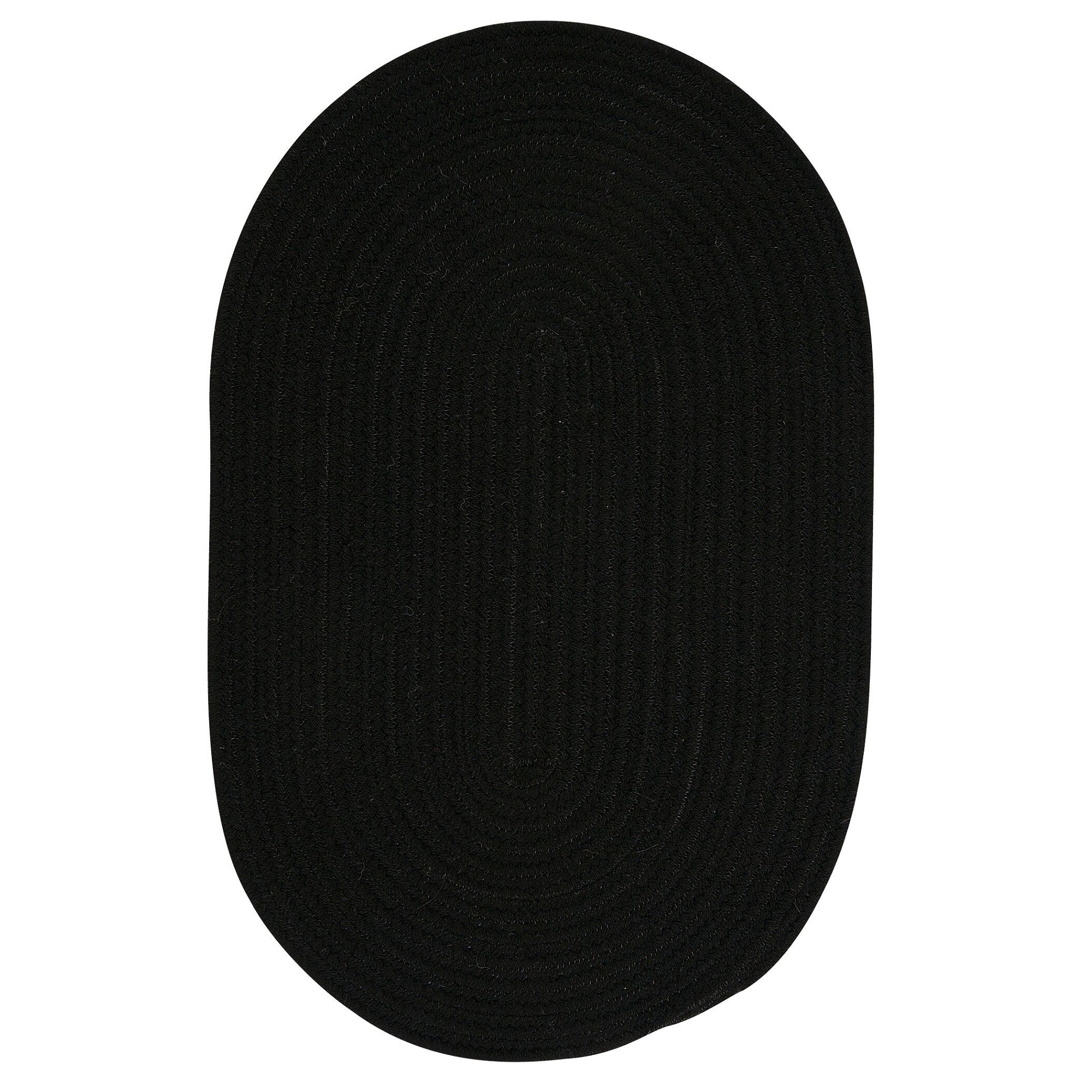 2' x 4' Black Oval Handmade Braided Area Throw Rug