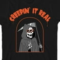 thumbnail image 2 of Kids Halloween Peace Sign Grim Reaper Creepin' It Real Youth Black Short Sleeve Crew Neck Tee-XS, 2 of 4