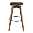 thumbnail image 4 of Cortesi Home Draven Barstool with Swivel Seat in Genuine Top Grain Black Leather (Set of 2), 30" Tall, 4 of 5