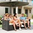 thumbnail image 2 of Outsunny 3-Seat Wicker Patio Sofa w/ Side Trays, Outdoor Couch, Cream, 2 of 10