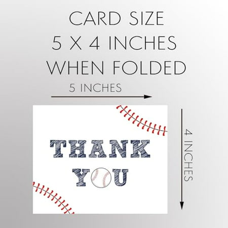The Invite Lady Baseball Thank You Cards For Baby Shower Boy Sports Business Notes With Envelopes (24 count)