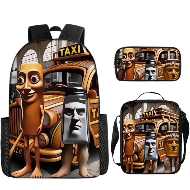 Juego De Dibujos Animados Mochila Con Patrón Periférico Estuche Para Lápices Bolso De Hombro Mochila Para Niños Juego De Tres Piezas