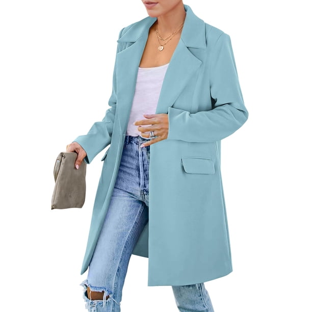 Blazer PRETTYGARDEN Celeste Manga Larga XXL