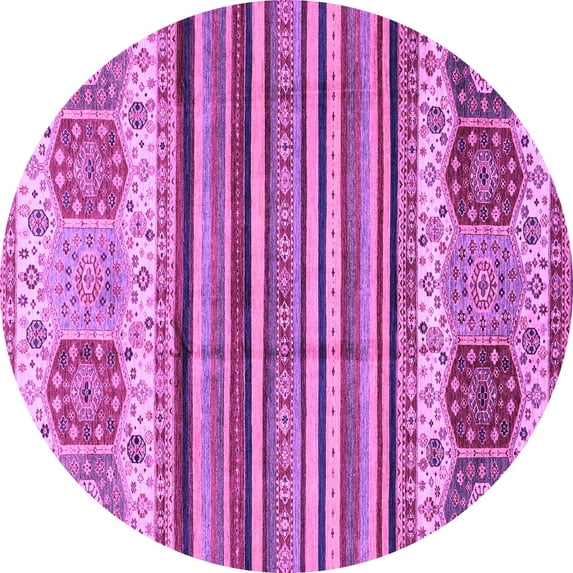Ahgly Company Indoor Round Abstract Purple Modern Area Rugs, 7' Round