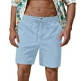 thumbnail image 2 of Ventas Flash Hoy DDAPJ pyju Mens Drawstring Shorts Elastic Waist Drawstring Cotton Linen Shorts Loose Fit Outdoor Summer Beach Shorts with Pockets Sky Blue XXXL, 2 of 8