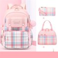 thumbnail image 4 of Pink Plaid Backpack Set 3 Piece, Large Capacity Laptop Bag for Women Teens, Waterproof Oxford Cloth School Bookbag with Lunch Box & Pencil Case, Cute Travel Daypack Gift, 4 of 4