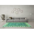thumbnail image 3 of Ahgly Company Machine Washable Indoor Square Abstract Turquoise Blue Modern Area Rugs, 6' Square, 3 of 4